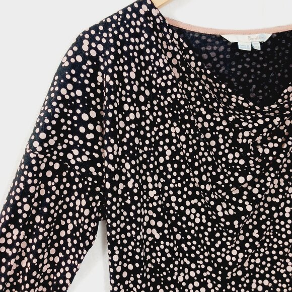 Boden,  Women's Top, Size 8, Black with Soft Pink Dots,  Lyocell and Wool Blend - Picture 7 of 16